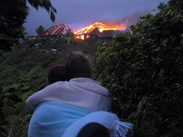 Hurricane Irene: A fire sweeps through Richard Branson's Caribbean holiday retreat