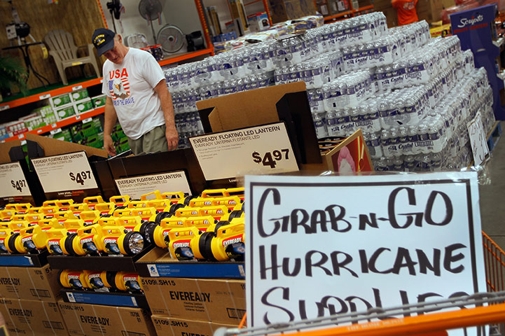 Hurricane Irene: West Palm Beach, Florida, US:  A man shops for hurricane supplies