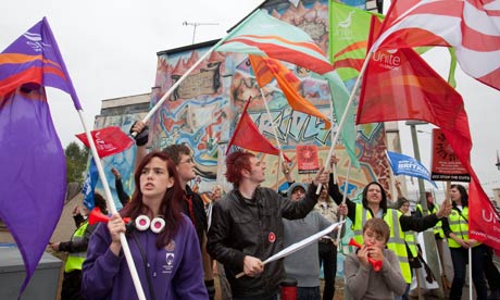 Young people and youth workers demonstrate against cuts to services in Banbury. 