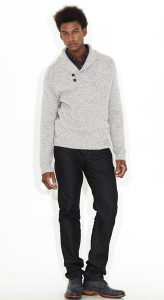 Line-up: Ted Baker: Grey chunky jumper with button neck