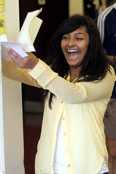 GCSE results: Handsworth, Birmingham: Fatina Syeda celebrates her GCSEs, Holyhead school