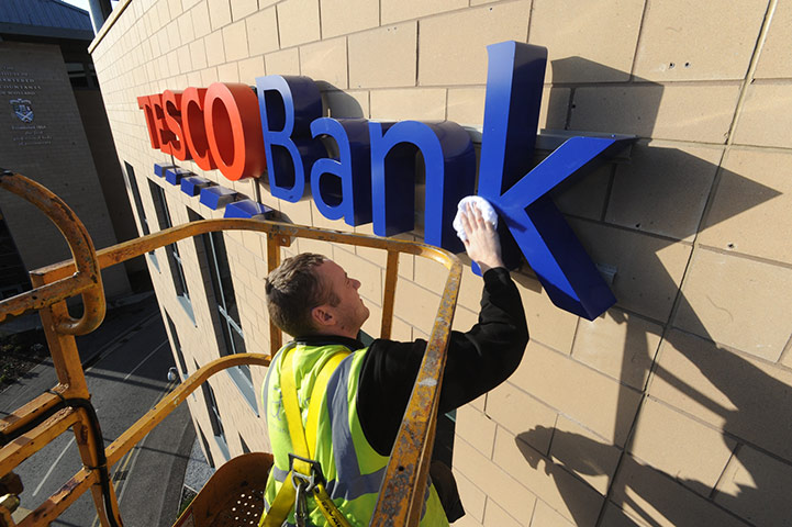 Week in Business: A tesco bank sign is prepared