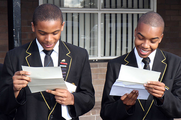 GCSE exam results: Handsworth, Birmingham: Pupils (l-r) Daniel James and James Brookes