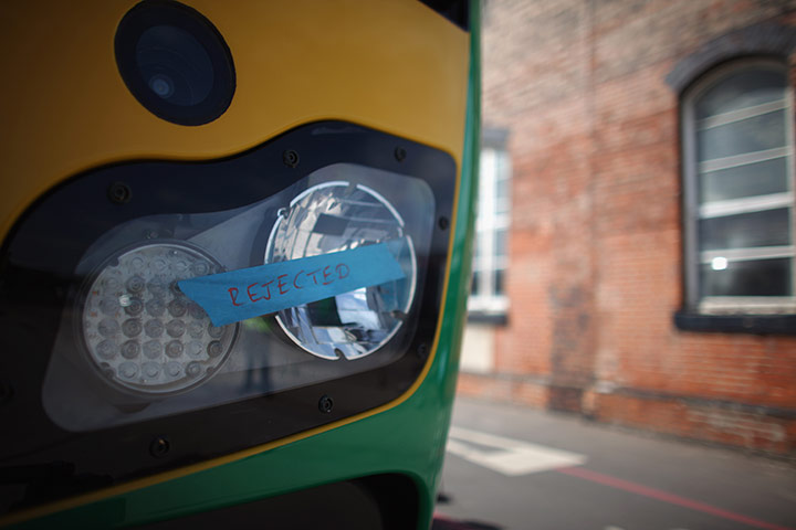 Week in Business: A train with a faulty headlight stands in the grounds of Bombardier 