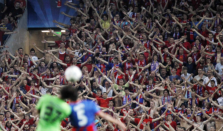 Champions League Draw: Viktoria Plzen's fans during Champions League match against FC Copenhagen