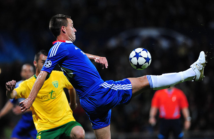 Champions League Draw: Chelsea captain John Terry tries to kick the ball against MSK Zilina