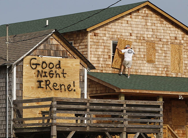 Hurricane Irene: Nags Head, North Carolina: A message is left for Hurricane Irene