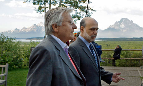 Jean-Claude Trichet and Ben Bernanke at Jackson Lake