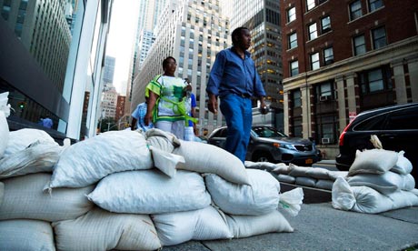 Sandbags in downtown Manhattan