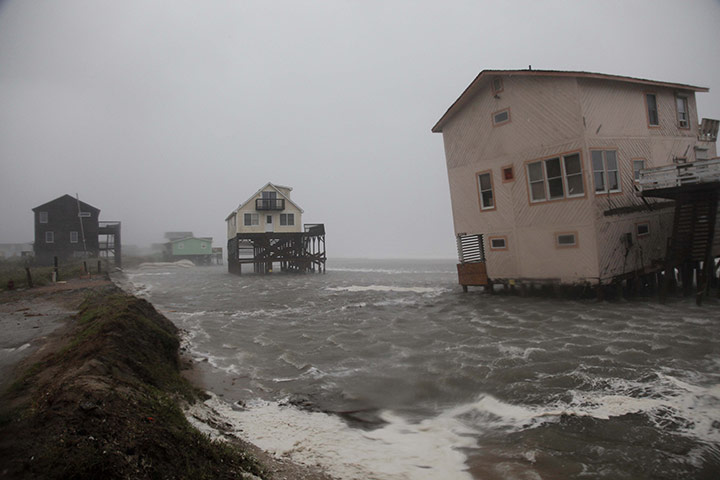 Irene Hurricane: Abandoned beach front houses as the effects of Hurricane Irene are felt