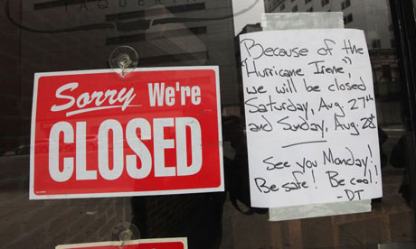 A store in New York shuts down in preparation for hurricane Irene