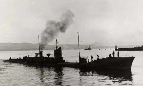 K4, one of the submarines sunk in the Isle of May debacle, pictured in harbour