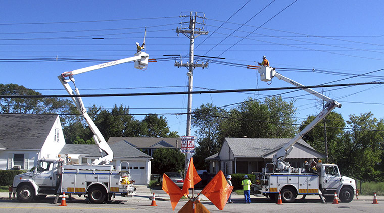 After Hurricane Irene: National Grid crews work to restore power near Providence College