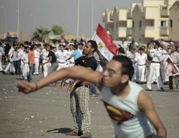 Mubarak in court: An anti-Mubarak protester