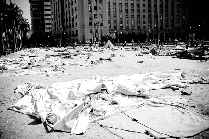 Tahrir square sit-in: Tents lie in Tahrir Square
