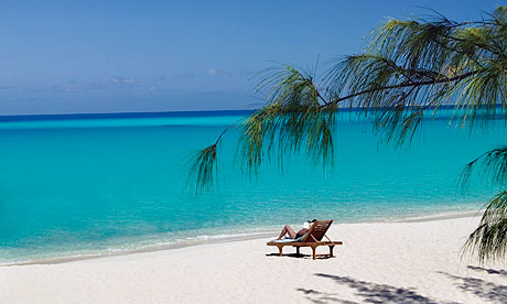 Woman relaxing on tropical beach