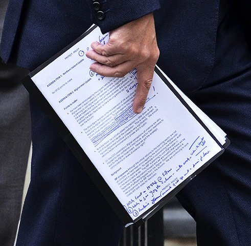 Document gaffes: 30 August 2011: Andrew Mitchell MP leaves 10 Downing Street