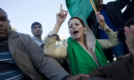 Aisha Gaddafi at a rally.