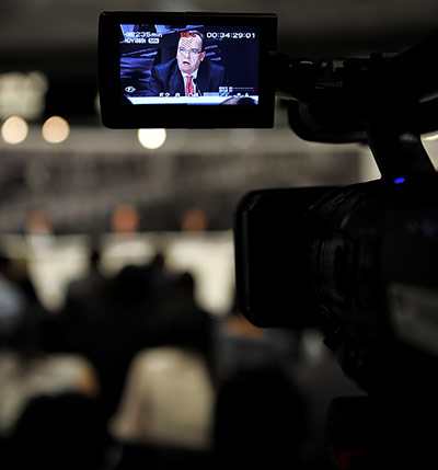 HSBC group chief executive Stuart Gulliver at a press conference