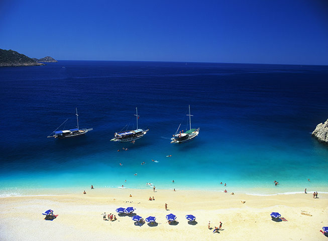 An idyllic beach holiday scene in Turkey