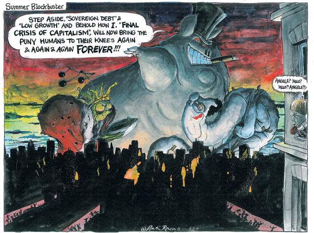 Martin Rowson cartoon on the final crisis of capitalism European and North American stock markets are at their most volatile since the 2008 collapse of Lehman Brothers