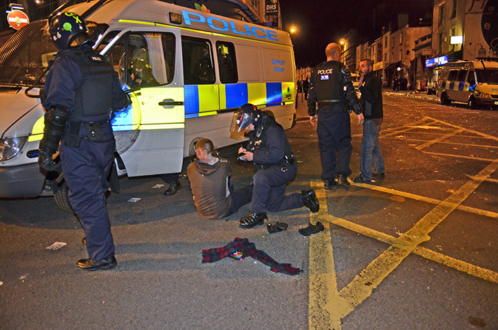 Riots around UK: A person is questioned in Stokes Croft, Bristol