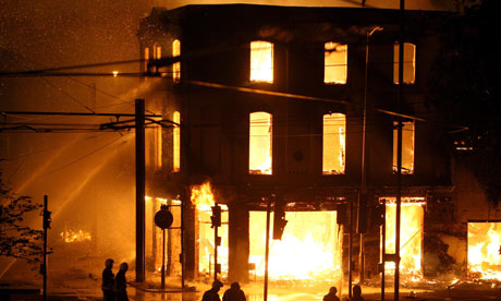 House of Reeves furniture store on fire in Croydon on Monday August 8, 2011 