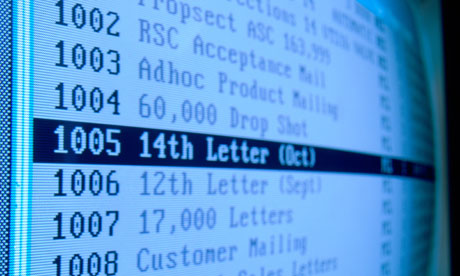 Data on a computer screen.