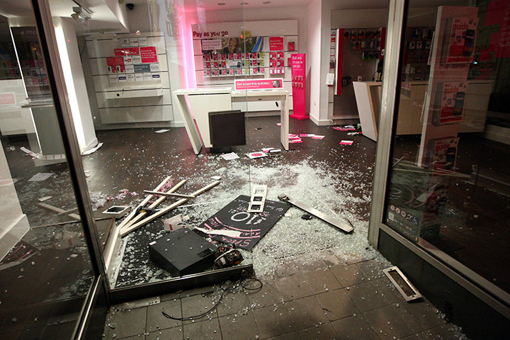 London Riots: A looted mobile phone shop in Birmingham