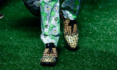 Rhinestone golf shoes on the Prada srping/summer 2012 catwalk.