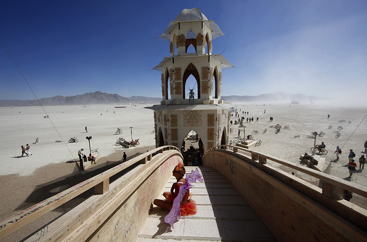 24 hours in pictures: Nevada, US: Burning Man participant Karen Wennberg