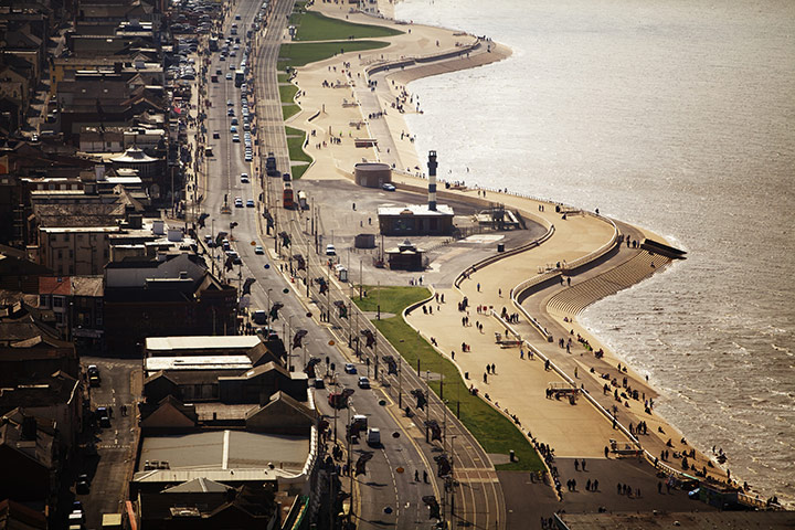 Blackpool Tower: A view of Blackpool sea front from the newly reopened Blackpool Tower 