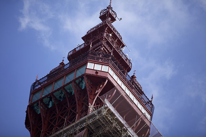 Blackpool Tower: The 500 feet high skywalk at the top of the tower