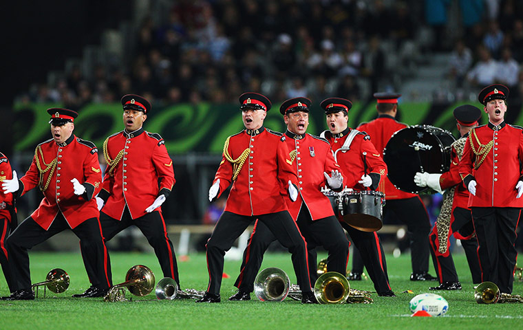Argentina v England : Brass band does the Haka ahead of the Argentina v England match