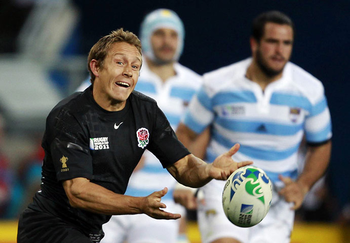 Argentina v England : England's Jonny Wilkinson passes during their match against Argentina