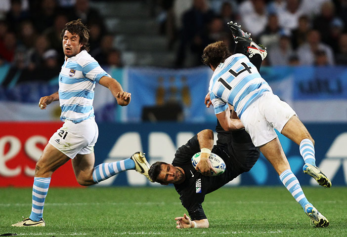 Argentina v England 2: Gonzalo Camacho upends Ben Foden
