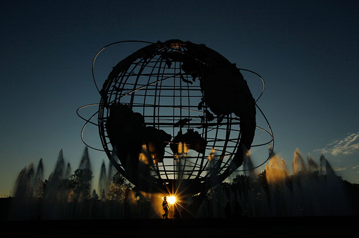 24 Hours: he unisphere is seen as the sun sets during Day Twelve of the 2011 US Open 