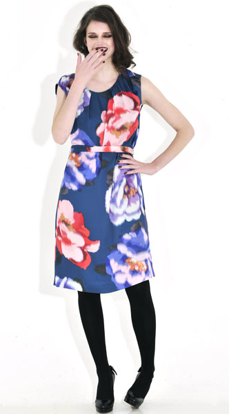 line-up: Kew.159: Camellia-print dress