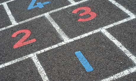 Numbers on a hopscotch grid