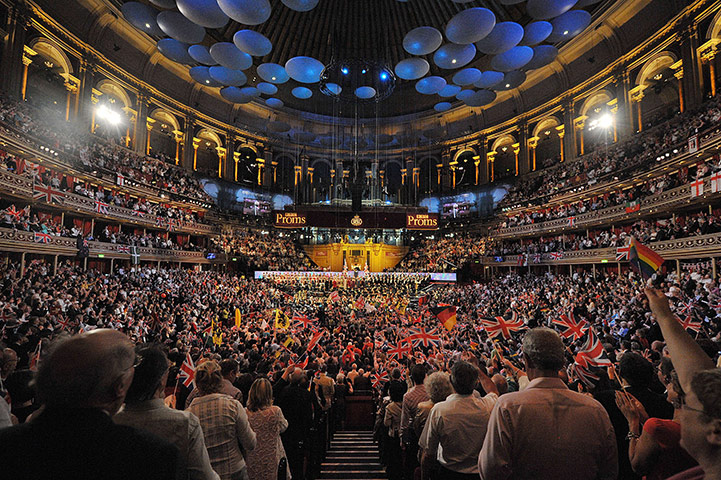 Last night of the Proms: Patriotic revellers wave flags at the Royal Albert Hall 