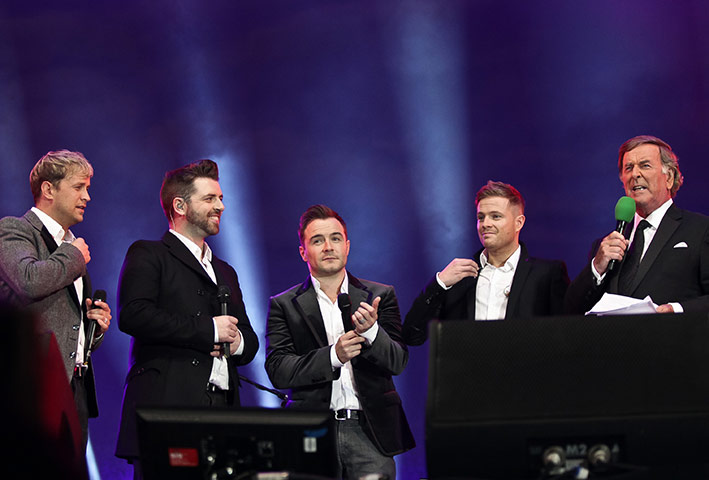 Last night of the Proms: Westlife and Terry Wogan on stage at BBC Proms In The Park at Hyde Park