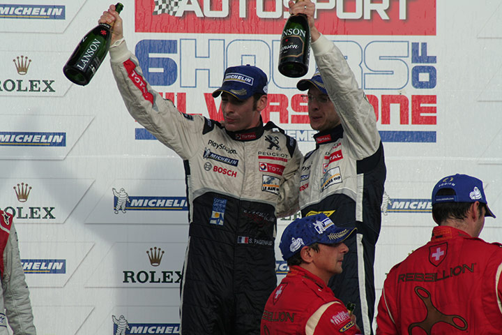 Le Mans at Silverstone: Sebastien Bourdais and Simon Pagenaud  on the podium at Silverstone Le Mans