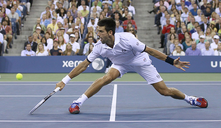 US Open final: Novak Djokovic stretches to reach for a return to Rafael Nadal 