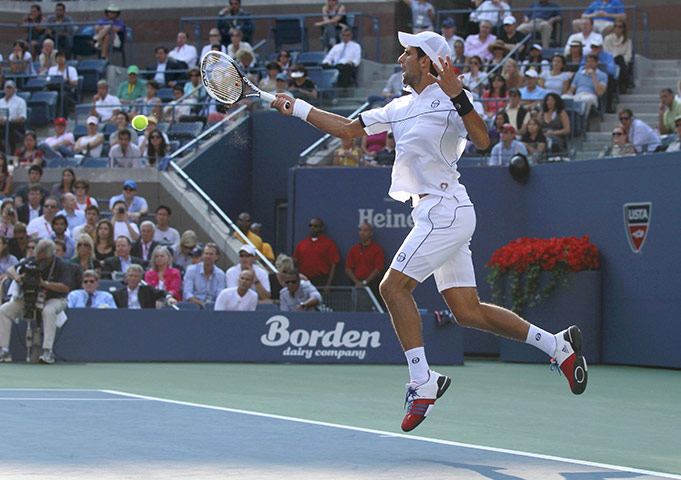 US Open final: Novak Djokovic returns to Rafael Nadal at the 2011 US Open men's final 