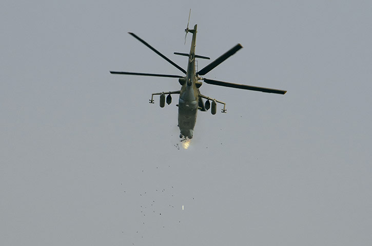 kabul seige: An Afghan attack helicopter opens fire on a Taliban position