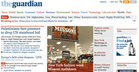 The new Guardian US homepage