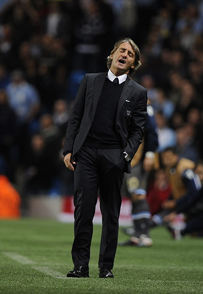 Manchester City v Napoli: A dejected Roberto Mancini 