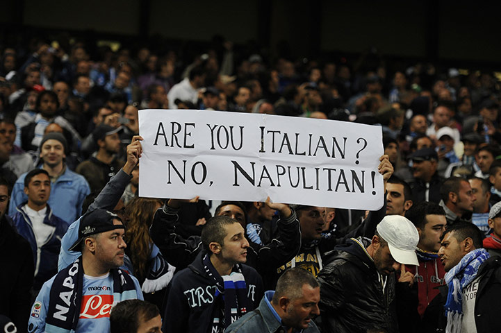 Manchester City v Napoli: The Napoli fans display some local pride