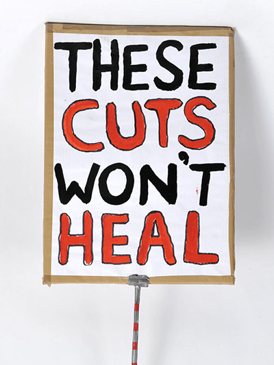 TUC placards exhibition: TUC placards on display at the Turner Contemporary, Margate