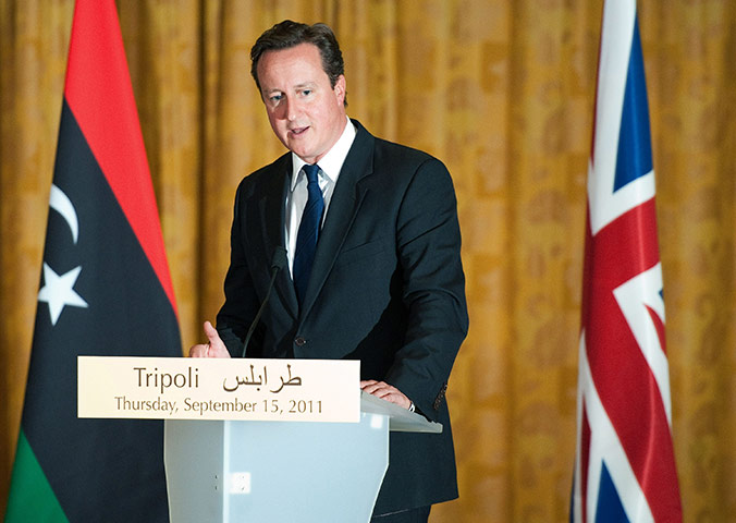 Cameron in Tripoli: Prime Minister David Cameron addresses the media at the Corinthia hotel